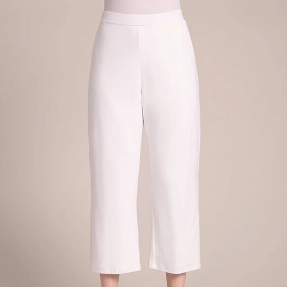 SYMPLI LUX PONTE PULL-ON NU WIDE LEG CROP WHITE PANT Size 16 - Picture 1 of 6